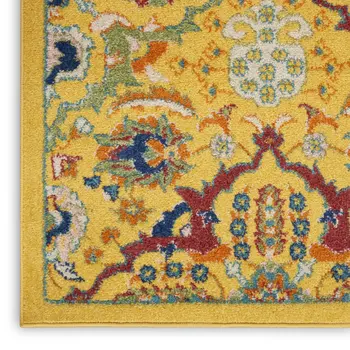 8' X 10' Yellow Floral Power Loom Area Rug
