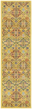8' Yellow Floral Power Loom Runner Rug