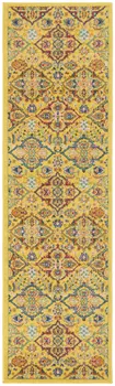 8' Yellow Floral Power Loom Runner Rug