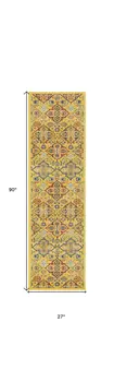 8' Yellow Floral Power Loom Runner Rug