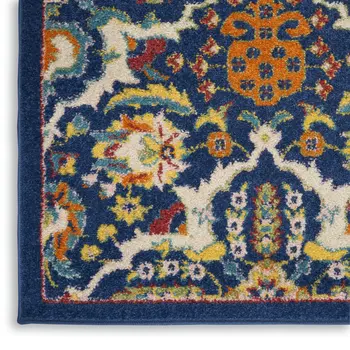 6' X 9' Blue Floral Power Loom Area Rug