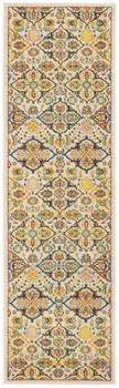 8' Ivory Floral Power Loom Runner Rug