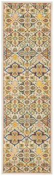 8' Ivory Floral Power Loom Runner Rug