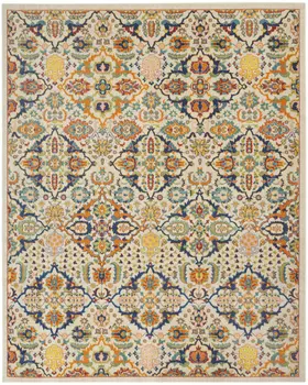 8' X 10' Ivory Floral Power Loom Area Rug