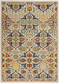 6' X 9' Ivory Floral Power Loom Area Rug