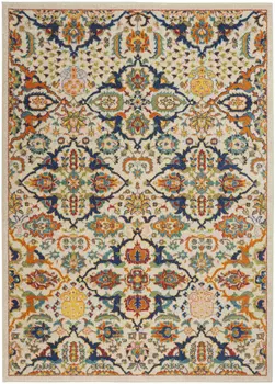 6' X 9' Ivory Floral Power Loom Area Rug
