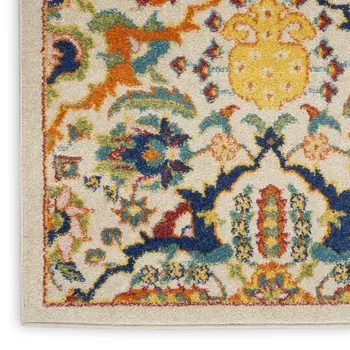 6' X 9' Ivory Floral Power Loom Area Rug