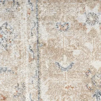 9' X 12' Khaki Oriental Power Loom Distressed Washable Area Rug
