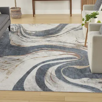 9' X 12' Gray Oriental Power Loom Area Rug