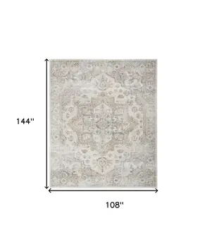 9' X 12' Gray Oriental Power Loom Area Rug