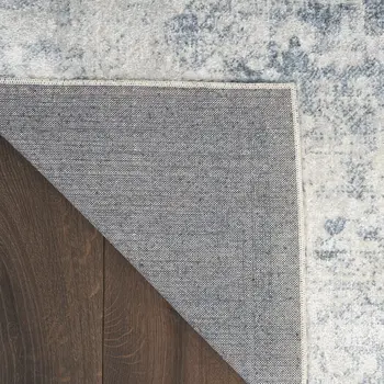 8' X 10' Blue And Ivory Floral Medallion Distressed Washable Area Rug