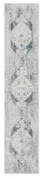 8' Blue Oriental Power Loom Distressed Washable Runner Rug