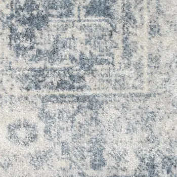 5' X 7' Blue Oriental Power Loom Distressed Washable Area Rug
