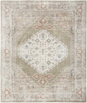 8' X 10' Sage Oriental Power Loom Distressed Washable Area Rug