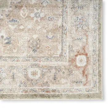 7' X 9' Sage Oriental Power Loom Distressed Washable Area Rug