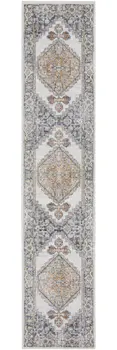 8' Gray Oriental Distressed Washable Runner Rug