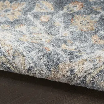8' Gray Oriental Distressed Washable Runner Rug