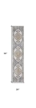 8' Gray Oriental Distressed Washable Runner Rug