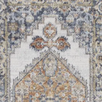8' Gray Oriental Distressed Washable Runner Rug