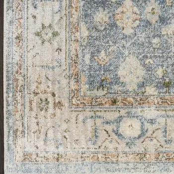 8' X 10' Gray And Gold Floral Medallion Distressed Washable Area Rug