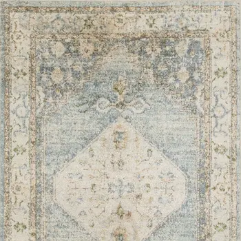 7' X 9' Gray Oriental Power Loom Distressed Washable Area Rug