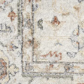 8' Gray And Ivory Oriental Distressed Washable Runner Rug