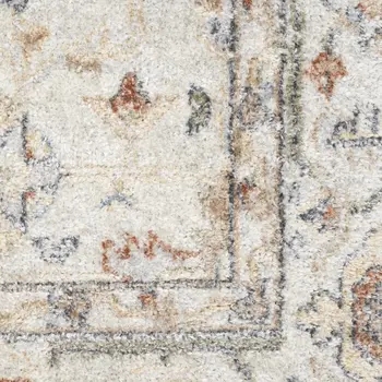 8' X 10' Gray Orange And Ivory Floral Medallion Distressed Washable Area Rug