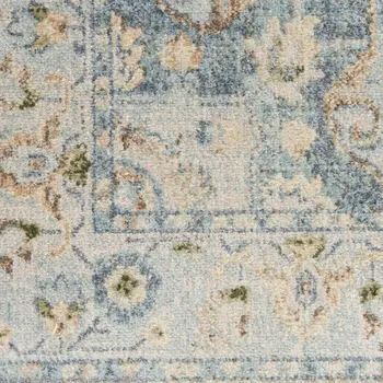 8' X 10' Gray And Orange Floral Medallion Distressed Washable Area Rug