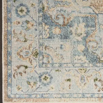 8' X 10' Gray And Orange Floral Medallion Distressed Washable Area Rug