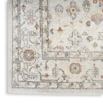 8' X 10' Gray And Orange Floral Medallion Distressed Washable Area Rug