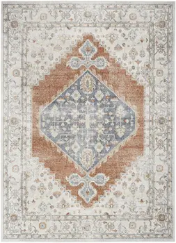 4' X 6' Gray Oriental Power Loom Distressed Washable Area Rug