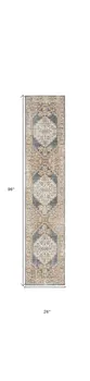 8' Denim Blue Oriental Power Loom Distressed Washable Runner Rug