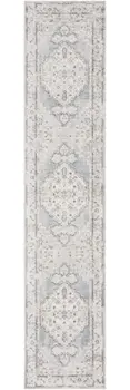 12' Light Blue Oriental Power Loom Distressed Washable Runner Rug