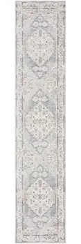 10' Light Blue Oriental Power Loom Distressed Washable Runner Rug