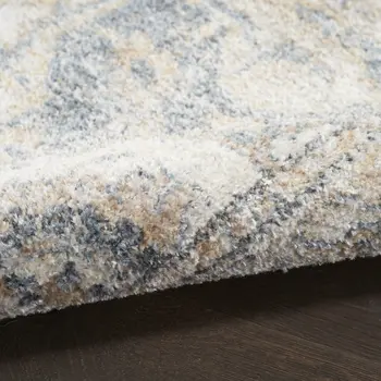 8' X 10' Gray and Blue Oriental Power Loom Washable Area Rug