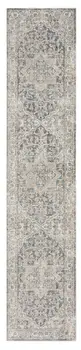 8' Gray Oriental Power Loom Washable Runner Rug