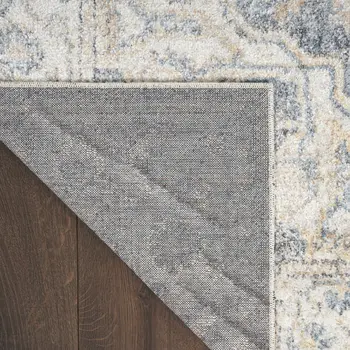 8' Gray Oriental Power Loom Washable Runner Rug