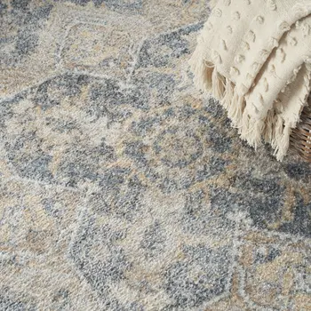 5' X 7' Gray Oriental Power Loom Washable Area Rug