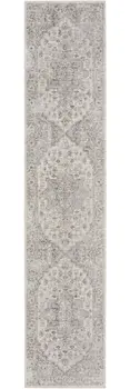 12' Silver Oriental Power Loom Washable Runner Rug