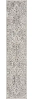 8' Gray And Ivory Oriental Washable Runner Rug
