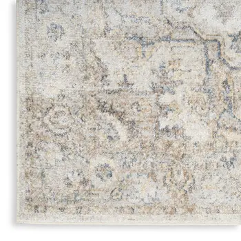 4' X 6' Silver Oriental Power Loom Washable Area Rug