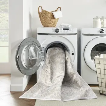 10' Silver Oriental Power Loom Washable Runner Rug