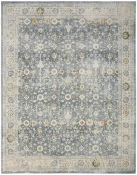 3' X 5' Silver Oriental Power Loom Washable Area Rug