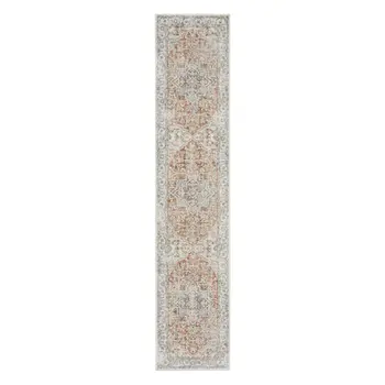 12' Gold And Ivory Oriental Washable Runner Rug