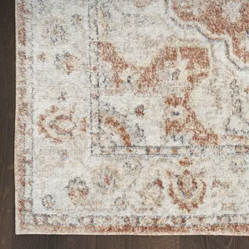 12' Gold And Ivory Oriental Washable Runner Rug