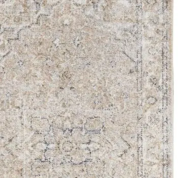 10' Beige Oriental Power Loom Washable Runner Rug