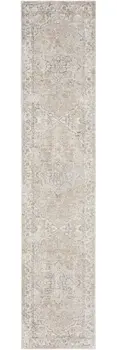 10' Beige Oriental Power Loom Washable Runner Rug