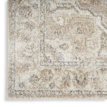 8' Beige And Ivory Oriental Washable Runner Rug