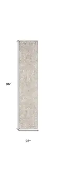 8' Beige And Ivory Oriental Washable Runner Rug