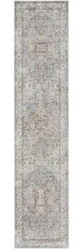 8' Denim Blue Oriental Power Loom Washable Runner Rug